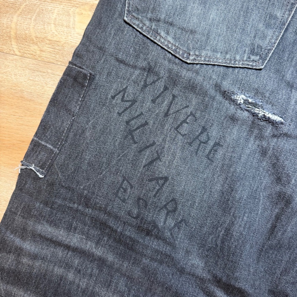 Polo Ralph Lauren Sullivan Slim Jeans Mens 40x30 Black Patchwork Distressed - Picture 11 of 16